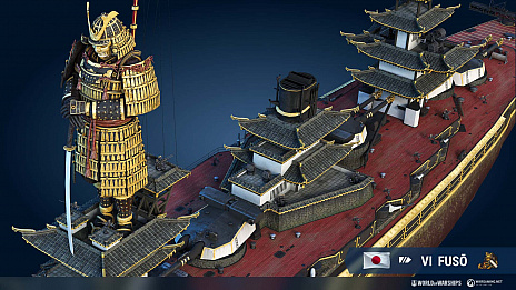 画像ギャラリー No.004のサムネイル画像 / 「World of Warships」，艦橋が甲冑姿の武士に変貌する新スキン“日本の城 ‐ 扶桑”が登場に