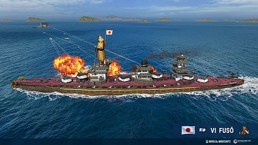 画像ギャラリー No.005のサムネイル画像 / 「World of Warships」，艦橋が甲冑姿の武士に変貌する新スキン“日本の城 ‐ 扶桑”が登場に