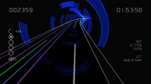 画像ギャラリー No.008のサムネイル画像 / Wiiウェア「ライトストリーム」の配信が本日スタート。闇に浮かぶ7色のラインがゴールを目指して疾走するレースゲーム