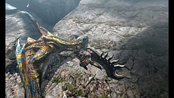 画像ギャラリー No.003のサムネイル画像 / 走る跳ぶ,そしてよじ登る「モンスターハンター4」のプロモーションムービーを掲載。一緒にいるのはオトモアイルー?