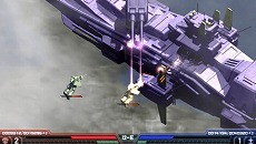 画像ギャラリー No.003のサムネイル画像 / 「機動戦士ガンダム 木馬の軌跡」，戦場や攻撃目標によって局地戦は「対艦戦」か「制圧戦」に突入。メガ粒子砲を撃てるコマンド「砲撃」も明らかに