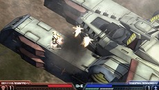画像ギャラリー No.006のサムネイル画像 / 「機動戦士ガンダム 木馬の軌跡」，戦場や攻撃目標によって局地戦は「対艦戦」か「制圧戦」に突入。メガ粒子砲を撃てるコマンド「砲撃」も明らかに