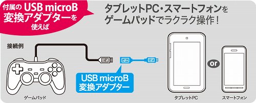 画像ギャラリー No.002のサムネイル画像 / Android端末向けのUSBゲームパッドがバッファローから登場。変換ケーブルでタブレットやスマートフォンに対応