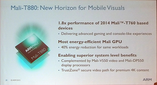 画像ギャラリー No.010のサムネイル画像 / ARMの新型64bit CPU「Cortex-A72」はXeon並みの性能を3分の1の消費電力で実現。ARM Tech Symposia 2015レポート