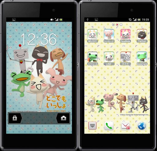 画像ギャラリー No.001のサムネイル画像 / スマホを「どこでもいっしょ」仕様にできるきせかえセットがコミュニティアプリ「CocoPPa」で配信中