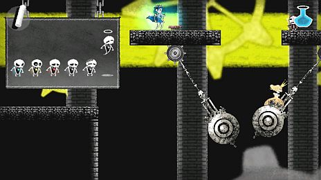 画像ギャラリー No.005のサムネイル画像 / 「Dokuro」，セーブデータが引き継げる体験版の最終章が本日配信。「魔界の厨房」がモチーフのステージ3には「赤チョーク」で火をつけるギミックが登場