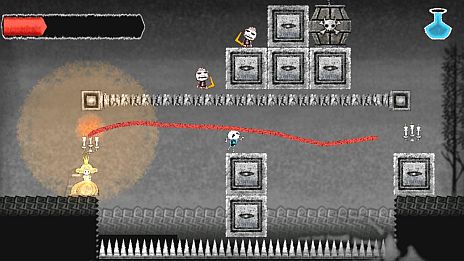 画像ギャラリー No.026のサムネイル画像 / 「Dokuro」，セーブデータが引き継げる体験版の最終章が本日配信。「魔界の厨房」がモチーフのステージ3には「赤チョーク」で火をつけるギミックが登場