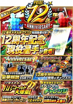 画像ギャラリー No.001のサムネイル画像 / 「プロ野球PRIDE」12周年記念キャンペーンが本日スタート。メダルボーナス効果を持つ現役選手カードが登場