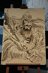 画像ギャラリー No.009のサムネイル画像 / ［TGS 2012］漫画家・島本和彦さんがライブアートで熱い関羽を描いた！　ステージイベント「島本和彦 × 大戦乱!!三国志バトル 炎のライブアート」をレポート