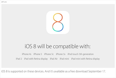 画像ギャラリー No.002のサムネイル画像 / Apple,iOS 8を9月17日に配信開始。対象機種はiPhone 4S以降のモデル