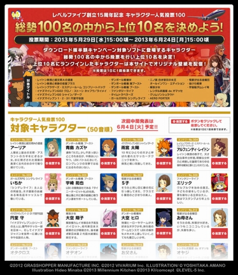 画像ギャラリー No.003のサムネイル画像 / レベルファイブが手がけた人気作品のダウンロード価格が半額に。創立15週年を記念して,キャラクターの人気投票やLINEスタンプの配信もスタート