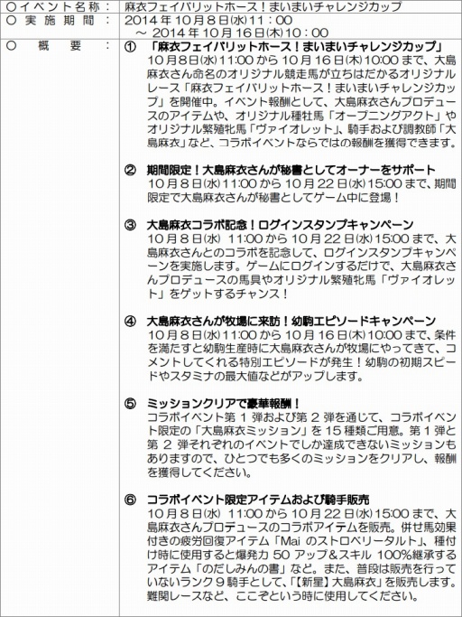 画像ギャラリー No.007のサムネイル画像 / 「100万人のWinning Post」，タレント・大島麻衣さんとのコラボイベントを開催