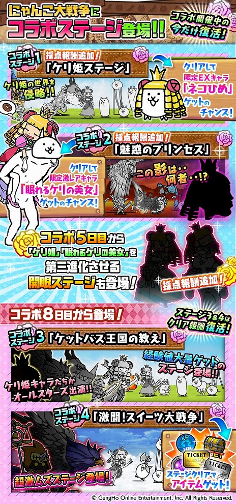 画像ギャラリー No.003のサムネイル画像 / 「にゃんこ大戦争」で「ケリ姫スイーツ」とのコラボ復刻イベントが本日スタート。限定EXキャラが手に入るログインキャンペーンも開催