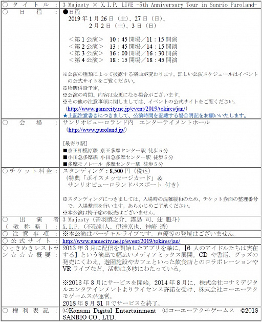 画像ギャラリー No.004のサムネイル画像 / 「ときレス」,サンリオコラボ「3 Majesty × X.I.P. LIVE -5th Anniversary Tour in Sanrio Puroland-」が開催