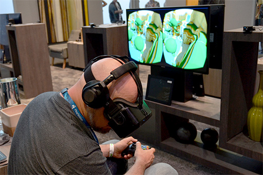 画像ギャラリー No.015のサムネイル画像 / ［E3 2014］最新版「Oculus Rift」を装着してゲームを体験。VR対応HMDは“マリオ風”アクションゲームにも新しい面白さをもたらす