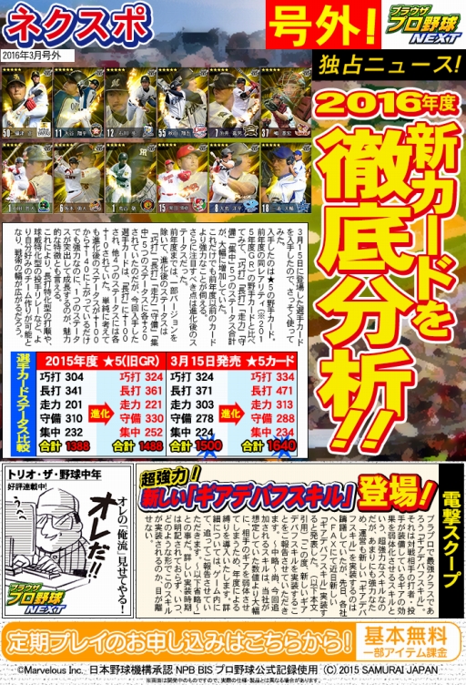 画像ギャラリー No.001のサムネイル画像 / 「ブラウザプロ野球NEXT」,新カードやスキルを紹介する「ネクスポ3月号外」を公開