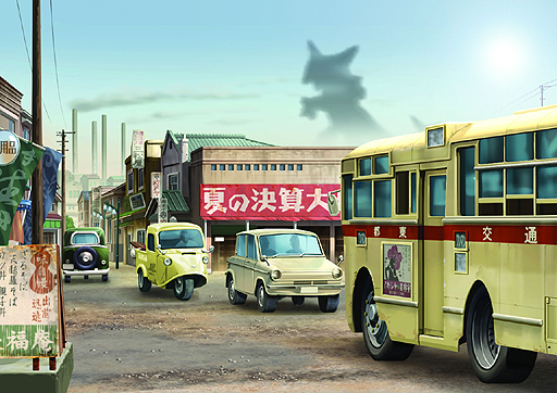 画像ギャラリー No.005のサムネイル画像 / 綾部 和氏が手がけた「GUILD02」作品の一つ「怪獣が出る金曜日」。子供の頃に思い描いた“巨大怪獣が出る世界”をノスタルジックな雰囲気で構築