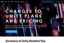 画像ギャラリー No.003のサムネイル画像 / Unity,波紋を呼んだ「ランタイム料金」の修正案を明らかに。支払い対象外となる条件が広がり,基準の金額も自己申告になる