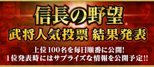 画像ギャラリー No.002のサムネイル画像 / 「信長の野望・創造」武将人気ランキングの結果発表が本日スタート