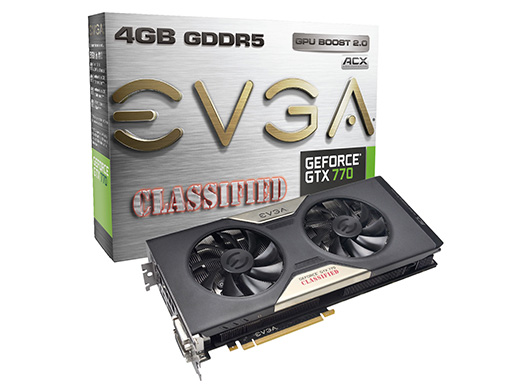 画像ギャラリー No.001のサムネイル画像 / 独自クーラーと4GBメモリを搭載するEVGA製のOC版GTX 770カードが登場