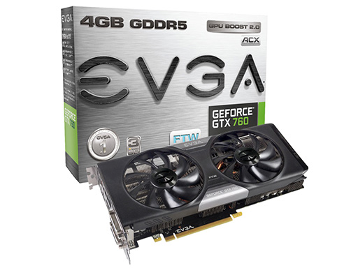 画像ギャラリー No.001のサムネイル画像 / 独自クーラー搭載でメモリ容量4GBかつOC仕様のEVGA製GTX 760カード