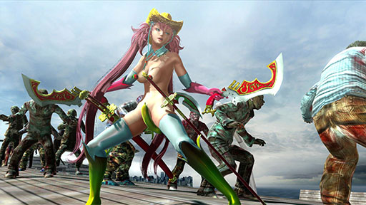 画像ギャラリー No.002のサムネイル画像 / 「お姉チャンバラZ2」の初回封入特典は限定衣装「バナナ&ストロベリー」に決定。フルーツで必要最低限な部分をカバーする過激なデザインに