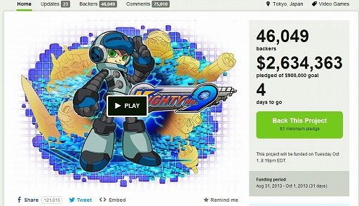 画像ギャラリー No.006のサムネイル画像 / 「Mighty No.9」,PlayStation Vitaと3DSへの対応もストレッチゴールに追加。追加出資をすると,ファミコン/NESカートリッジ風のUSBメモリがもらえる