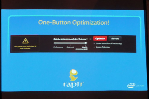 画像ギャラリー No.007のサムネイル画像 / ［GDC 2015］Intel，Raptrベースのゲームプレイ環境支援ツールを発表。デスクトップ版Broadwellに関する情報も少し明らかに