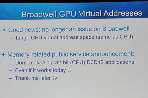 画像ギャラリー No.011のサムネイル画像 / ［GDC 2015］「Haswell」と「Broadwell」の間には，DirectX 12関連の重要な違いがあった