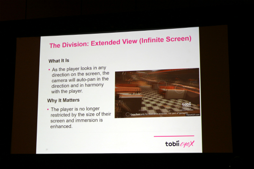 画像ギャラリー No.016のサムネイル画像 / ［GDC 2016］「ディビジョン」はなぜアイトラッキングシステムに対応したのか。さまざまな利点が語られたレクチャーの模様をレポート