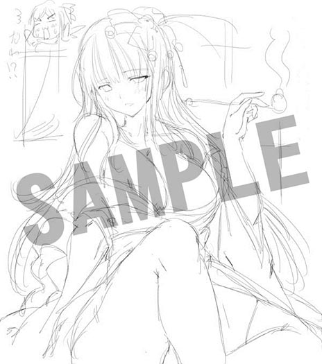 画像ギャラリー No.004のサムネイル画像 / 「閃乱カグラ2 -真紅-」，店舗特典用の描き下ろしイラストのラフスケッチが公開に。着色によって破壊力が格段に増す予感