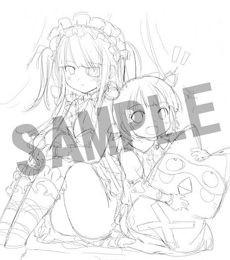 画像ギャラリー No.005のサムネイル画像 / 「閃乱カグラ2 -真紅-」，店舗特典用の描き下ろしイラストのラフスケッチが公開に。着色によって破壊力が格段に増す予感