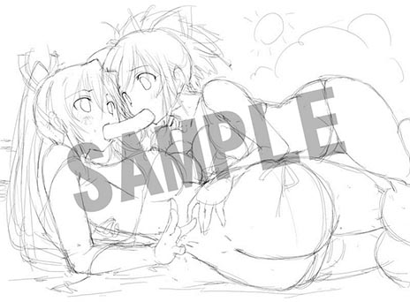 画像ギャラリー No.008のサムネイル画像 / 「閃乱カグラ2 -真紅-」，店舗特典用の描き下ろしイラストのラフスケッチが公開に。着色によって破壊力が格段に増す予感