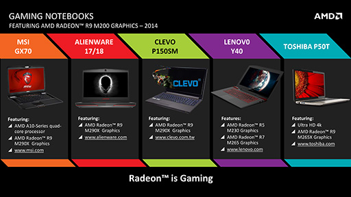 画像ギャラリー No.004のサムネイル画像 / ［COMPUTEX］AMD，ノートPC向けのRadeon R9・R7・R5 M200シリーズのラインナップを発表。HD 7000Mから数えて2度めのリネーム