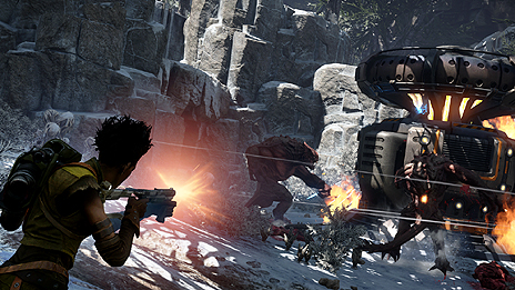画像ギャラリー No.005のサムネイル画像 / 「Evolve」（PC/PS4/Xbox One）は2015年3月5日に日本上陸。“4対1”という非対称型のマルチプレイに注目の集まるサバイバルシューター