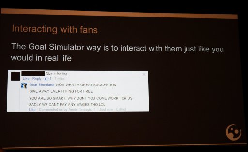 画像ギャラリー No.007のサムネイル画像 / ［GDC 2016］押しつけがましさのない広報活動が成功につながった。「Goat Simulator」のPRマネージャーが我流マーケティング術を紹介