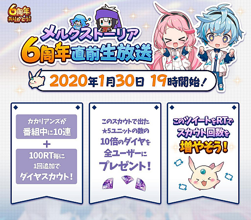 画像ギャラリー No.002のサムネイル画像 / 「メルクストーリア」，1月30日に“6周年直前生放送”を配信