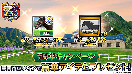 画像ギャラリー No.002のサムネイル画像 / 「ダービーインパクト」，最大100連ガチャが毎日無料の7周年キャンペーン開催