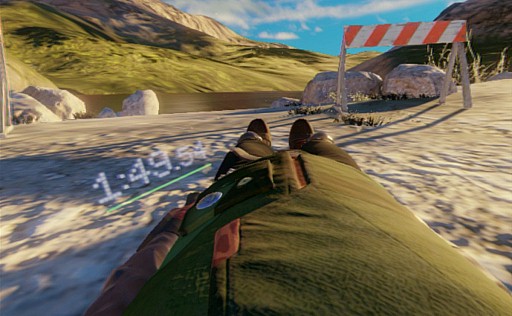 画像ギャラリー No.013のサムネイル画像 / ［E3 2014］ソニーのVR対応型HMD「Morpheus」，その新作デモ2作品をレポート。路面スレスレを滑走し，恐竜と間近に触れ合える迫力の超体験だ