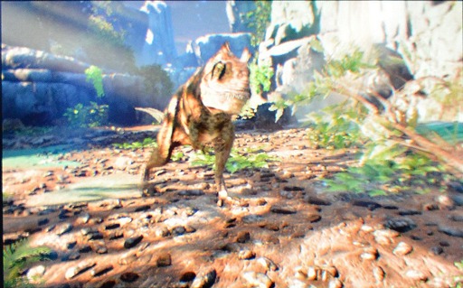 画像ギャラリー No.019のサムネイル画像 / ［E3 2014］ソニーのVR対応型HMD「Morpheus」，その新作デモ2作品をレポート。路面スレスレを滑走し，恐竜と間近に触れ合える迫力の超体験だ
