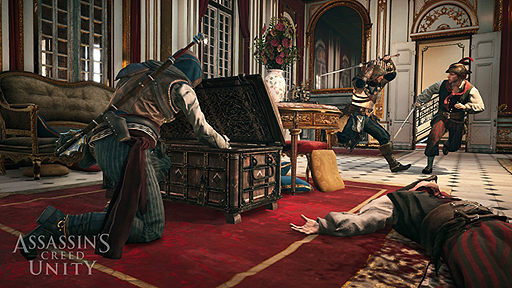 画像ギャラリー No.003のサムネイル画像 / 「アサシン クリード ユニティ」，協力プレイの解説トレイラーが公開。仲間のアサシン3人と共に悪徳貴族の暗殺を試みる