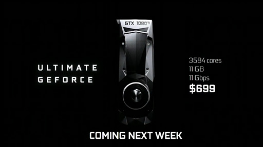 画像ギャラリー No.010のサムネイル画像 / ［GDC 2017］NVIDIA，「GeForce GTX 1080 Ti」を発表。699ドル（税別）でGTX 1080より35％速い