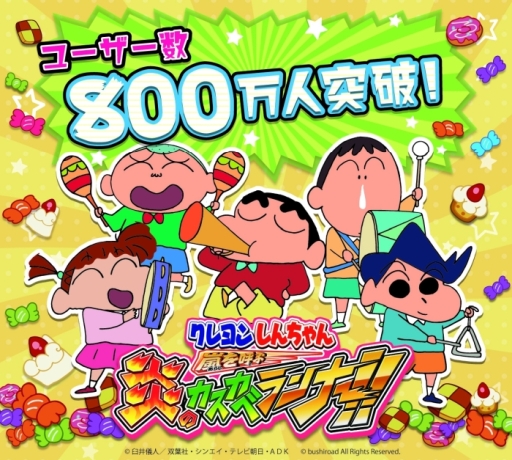 画像ギャラリー No.002のサムネイル画像 / 「クレヨンしんちゃん 嵐を呼ぶ 炎のカスカベランナー!!」のユーザー数が800万人突破。記念のログインボーナスが8月26日から配布