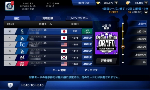 画像ギャラリー No.004のサムネイル画像 / 「MLB パーフェクトイニング」，ほかのプレイヤー達とランキングを競い合える“対戦モード”や，2014年8月4日付けの最新選手データなどが実装