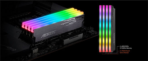 画像ギャラリー No.002のサムネイル画像 / GIGABYTE,ダミーモジュール付きの光るDDR4-3733メモリを発売