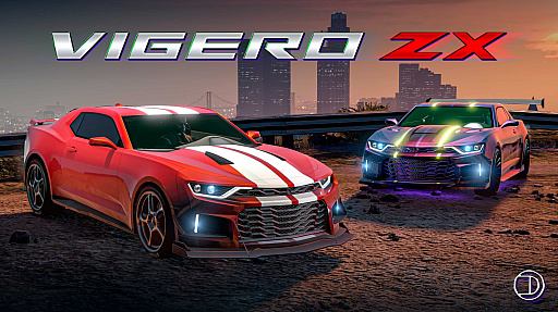 画像ギャラリー No.001のサムネイル画像 / 「GTAオンライン」，新たなマッスルカーとして“デクラス ヴィゲーロ ZX”が仲間入り。スプランクとeコーラの対決では，緑色の特大サングラス登場
