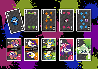 画像ギャラリー No.004のサムネイル画像 / 「スプラトゥーン」柄のトランプ3種類が7月に登場。表も裏もかなりイカしたポップでスタイリッシュなデザインに