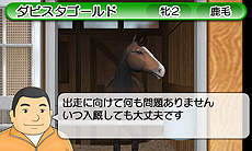 画像ギャラリー No.019のサムネイル画像 / 3DS「ダービースタリオンGOLD」最新情報。上/下画面を活用したインタフェースや3D立体視対応のレースシーンで，まさに“3DSならではのダビスタ”に