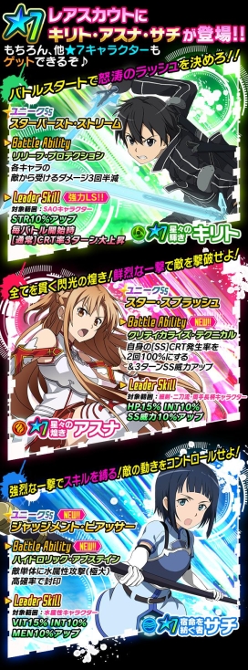 画像ギャラリー No.004のサムネイル画像 / 「SAO コード・レジスタ」★7のキリト，アスナ，サチがレアスカウトに登場