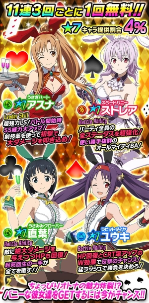 画像ギャラリー No.003のサムネイル画像 / 「SAO コード・レジスタ」11連3回ごとに1回無料になるバニーガールスカウトが登場